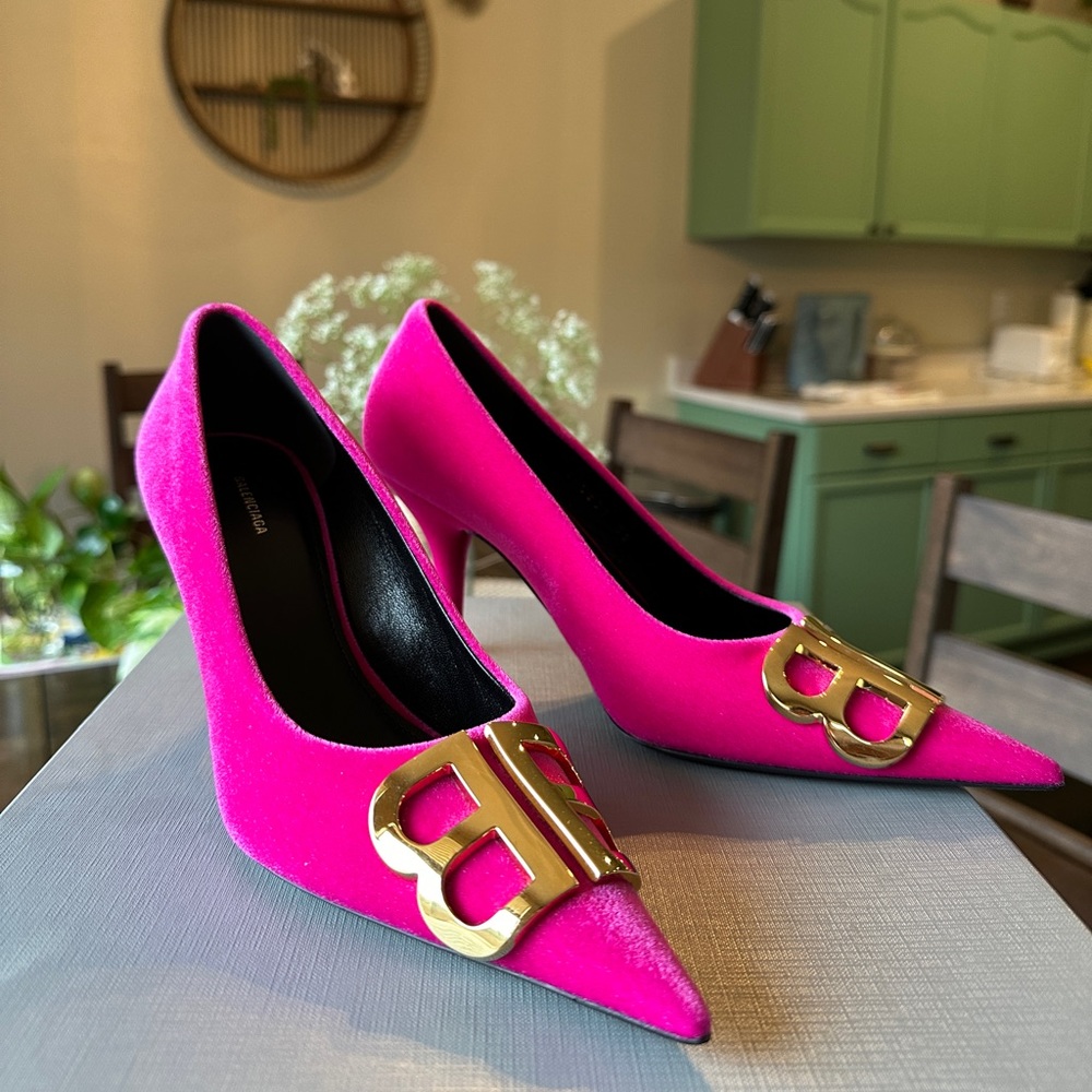 Balenciaga smooth velvet rose fuchsia heels